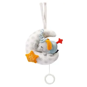 053067 Musical Box Elephant in The Moon - Cuddly Toy & Sleep Aid with"Glow-in-The-Dark" Embroidery - Wind Up Music Box with Melody"The Moon is Up" - for Babies from Birth