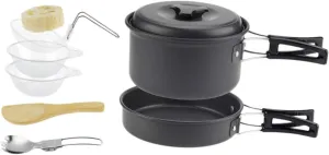 1-2 Person Camping Cookware Kit Portable Pot Set Outdoor Cooking Equipment Camping Kitchen Accessories BBQ Tools