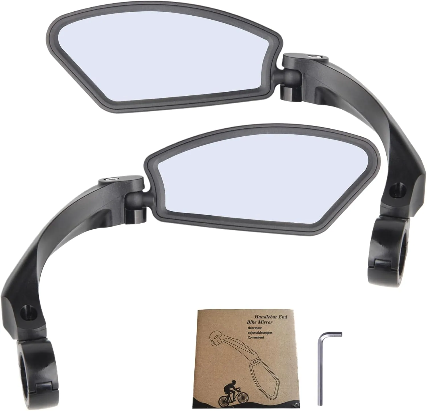 1 Pair Bike Mirror Handlebar Mount, 360° Adjuatable Rotatable Mirror, Wide Angle Bike Rear View, HD Safe Mirrors for Handlebars
