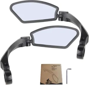 1 Pair Bike Mirror Handlebar Mount, 360° Adjuatable Rotatable Mirror, Wide Angle Bike Rear View, HD Safe Mirrors for Handlebars