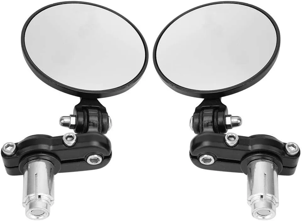 1 Pair Rearview Mirror,Aluminum Alloy Retro Rotatable Handle Bar End Rearview Mirror for Motorcycle Electrombile Electric Modification Accessories