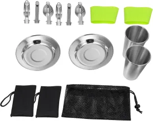 1 Set Portable Stainless Steel Cutlery Set for Outdoor Dining and Camping Lightweight and Convenient Utensil Kit Resistant Dinnerware for Travel and Picnics