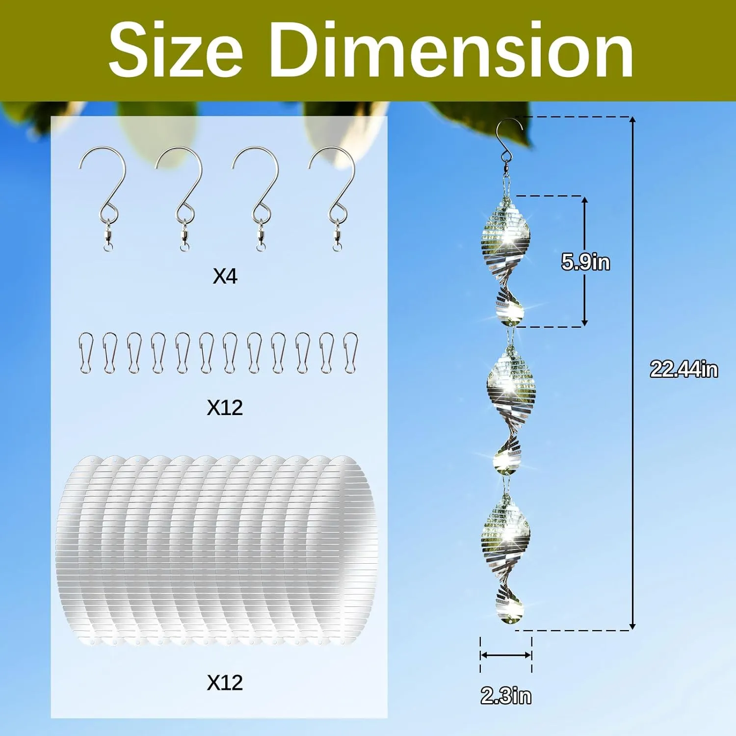 12 PCS Stainless Steel Bird deterrents for Outside,3D Bird Scarer Discs Set Pigeon Deterrent,Bird reflectors to Keep Birds Away Woodpecker Deterrent for House,Crow Deterrent