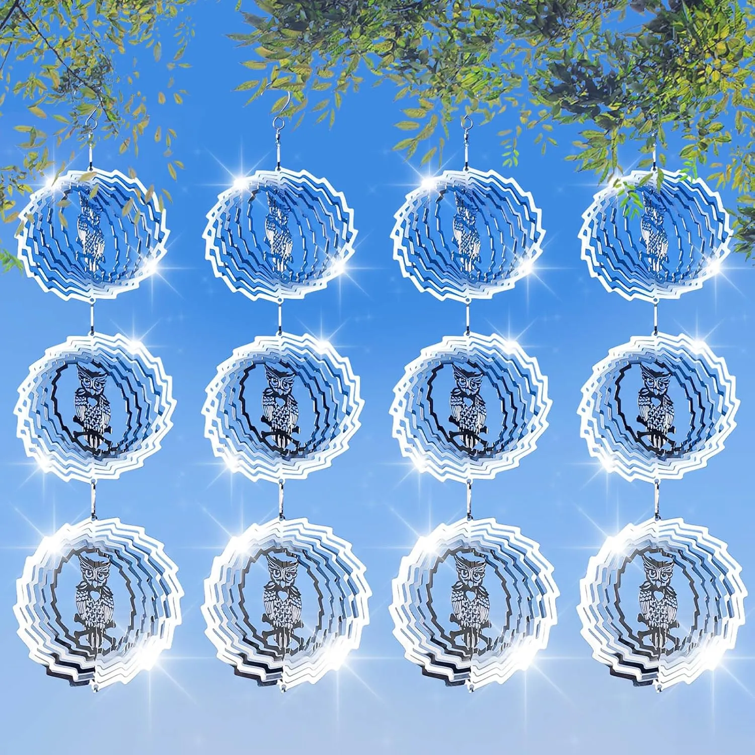 12 PCS Stainless Steel Bird deterrents for Outside,3D Bird Scarer Discs Set Pigeon Deterrent,Bird reflectors to Keep Birds Away Woodpecker Deterrent for House,Crow Deterrent