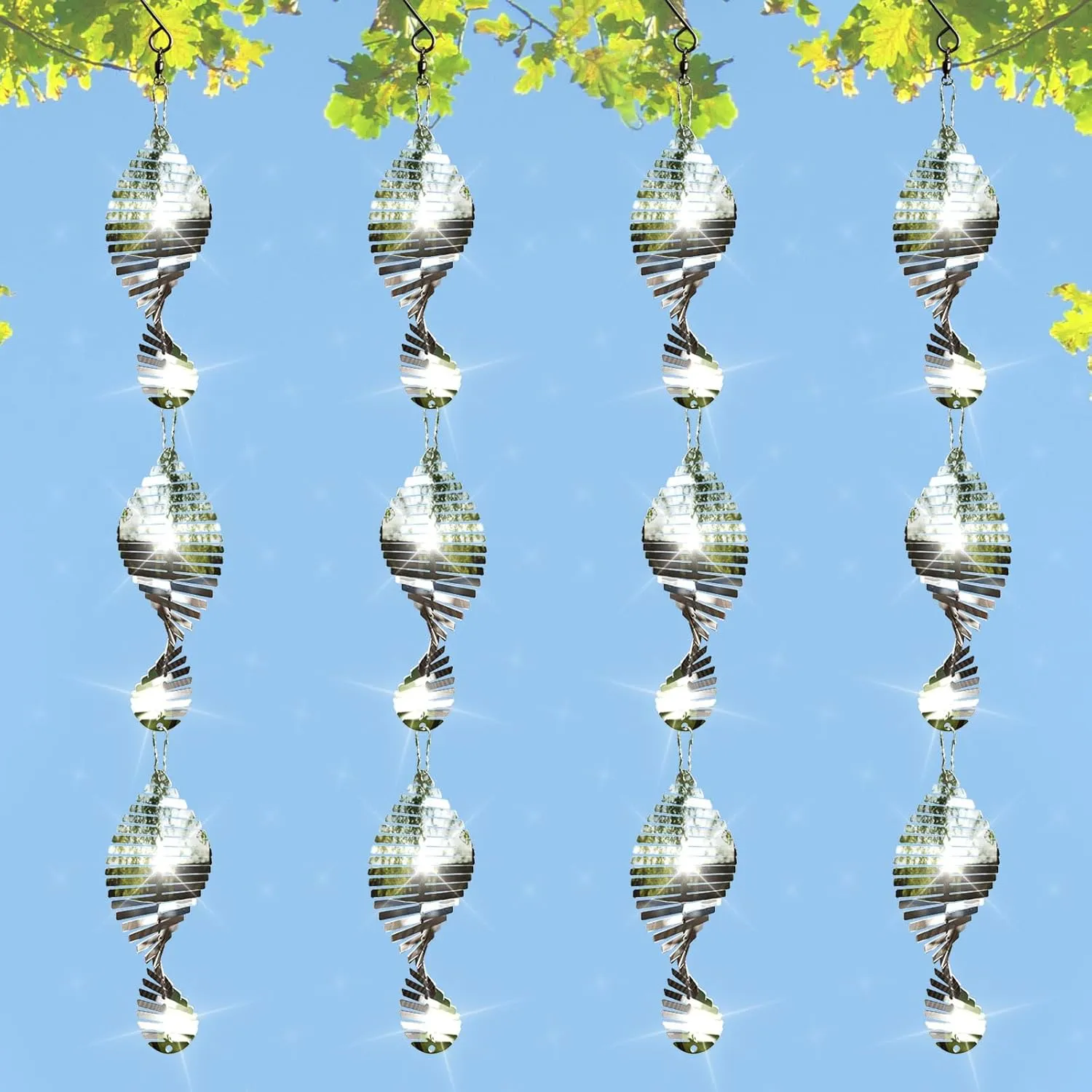 12 PCS Stainless Steel Bird deterrents for Outside,3D Bird Scarer Discs Set Pigeon Deterrent,Bird reflectors to Keep Birds Away Woodpecker Deterrent for House,Crow Deterrent