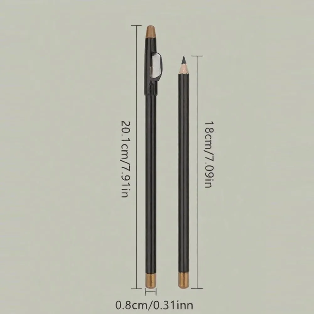 12 PCS Wooden Hard-Core Eyebrow Pencils for Women, 2025 Upgrade 2 in 1 Eyeliner and Eyebrow Pencil, Waterproof and Sweat-Proof Dark Brown Eyebrow Pencil Set with Sharpener for Beginner (Dark brown)