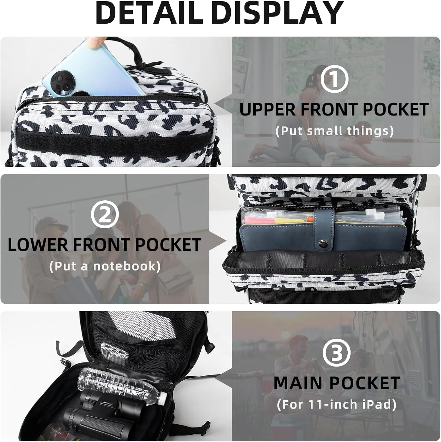 12L Mini Tactical Military Backpack for Women Army Assault Pack Bag Small Rucksack with Bottle Holder Work Gym Bag - 12L Heart Print Backpack Mini Small Pack
