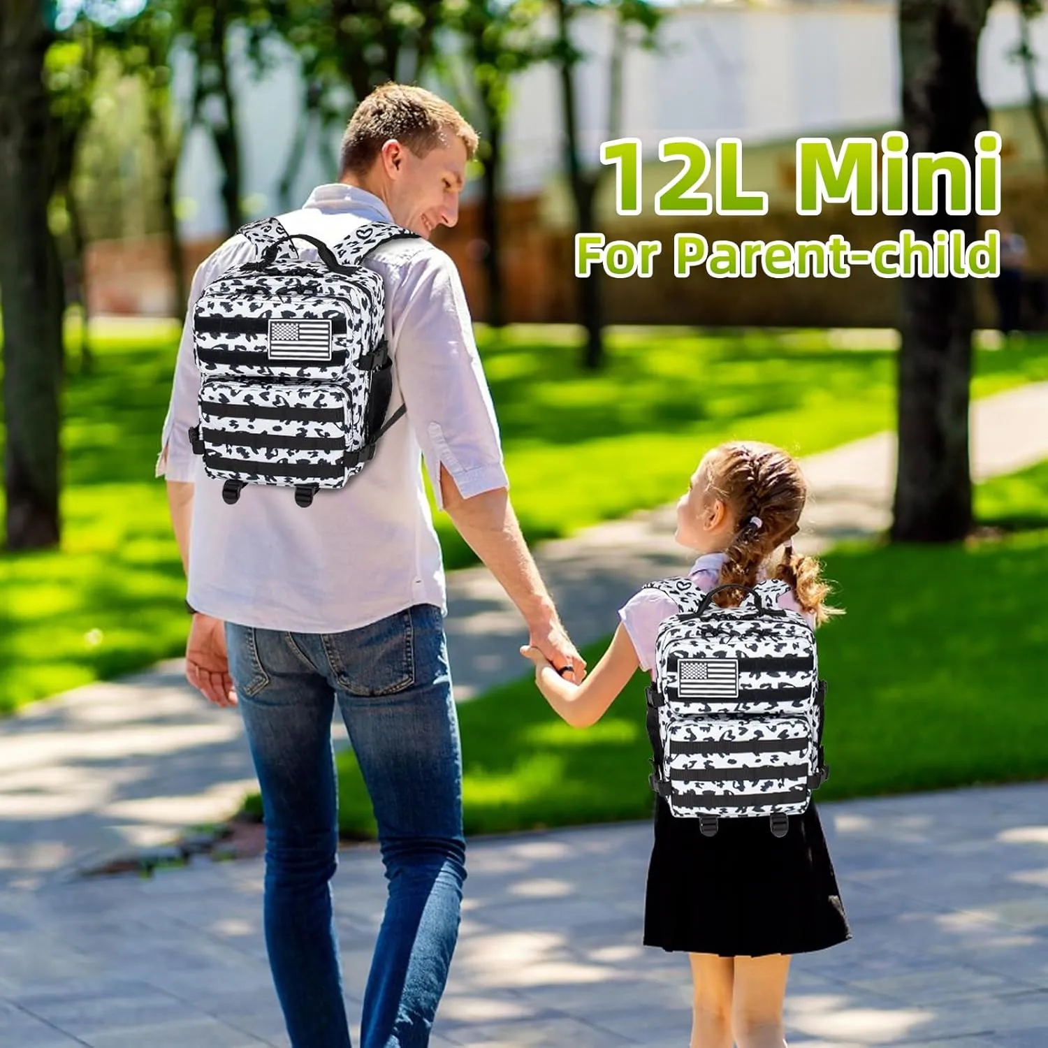 12L Mini Tactical Military Backpack for Women Army Assault Pack Bag Small Rucksack with Bottle Holder Work Gym Bag - 12L Heart Print Backpack Mini Small Pack