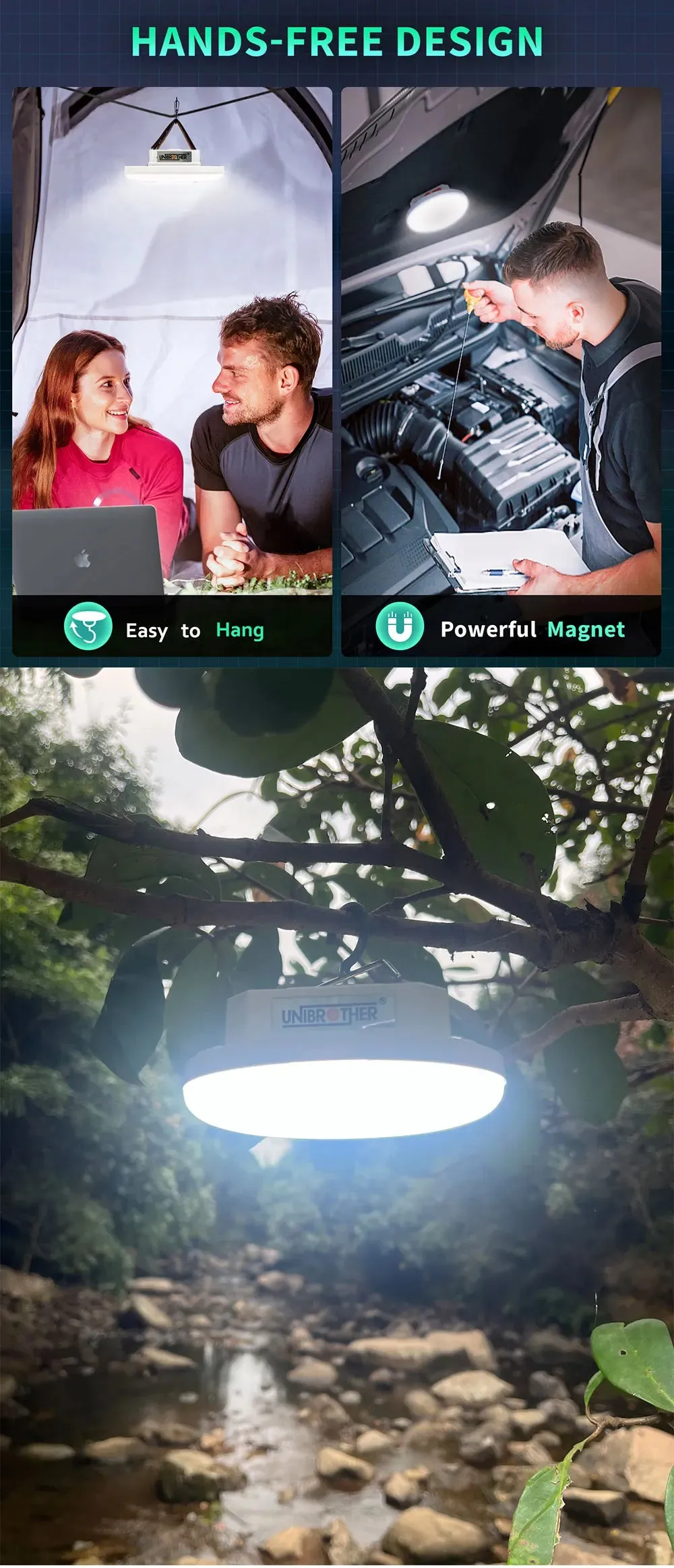 13500mAh Rechargeable LED Camping Lantern, Magnetic Portable Flashlight, Remote Control Tent Light, Carry Case Included
