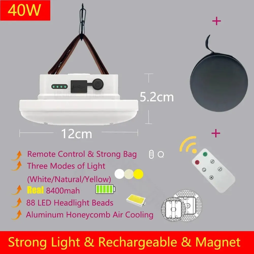 13500mAh Rechargeable LED Camping Lantern, Magnetic Portable Flashlight, Remote Control Tent Light, Carry Case Included