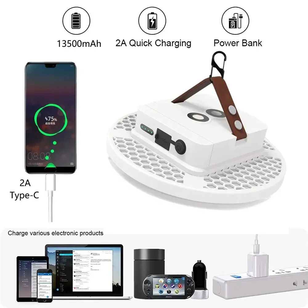 13500mAh Rechargeable LED Camping Lantern, Magnetic Portable Flashlight, Remote Control Tent Light, Carry Case Included