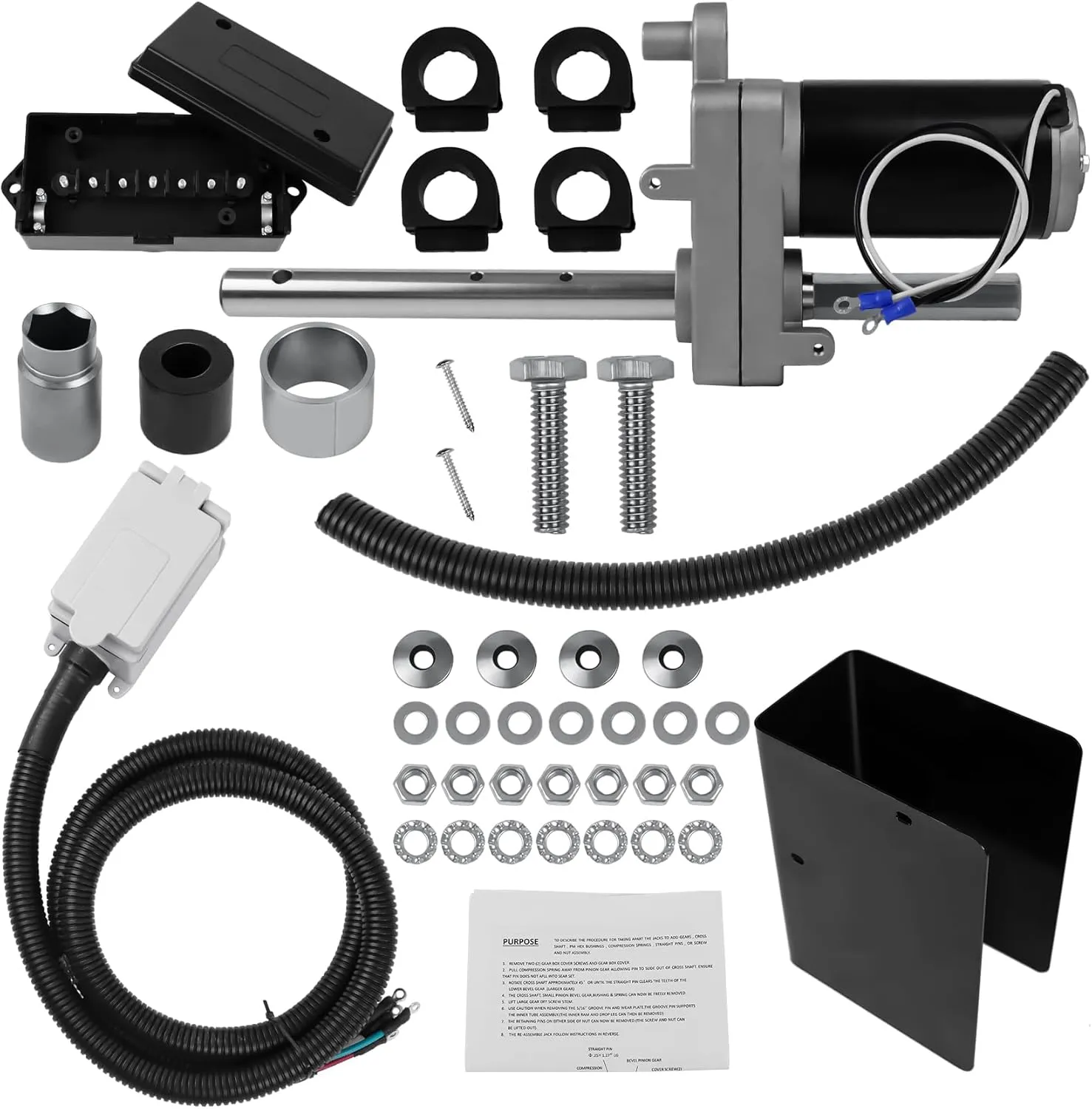 1824200100 RV Single Speed Powered Drive Kit Compatible with Bulldog Electric Single-Speed Jacks, One Speed Electric Drive Jack Kit for Camper and Heavy Duty Trailers, Replace# BD1824200100, 12V