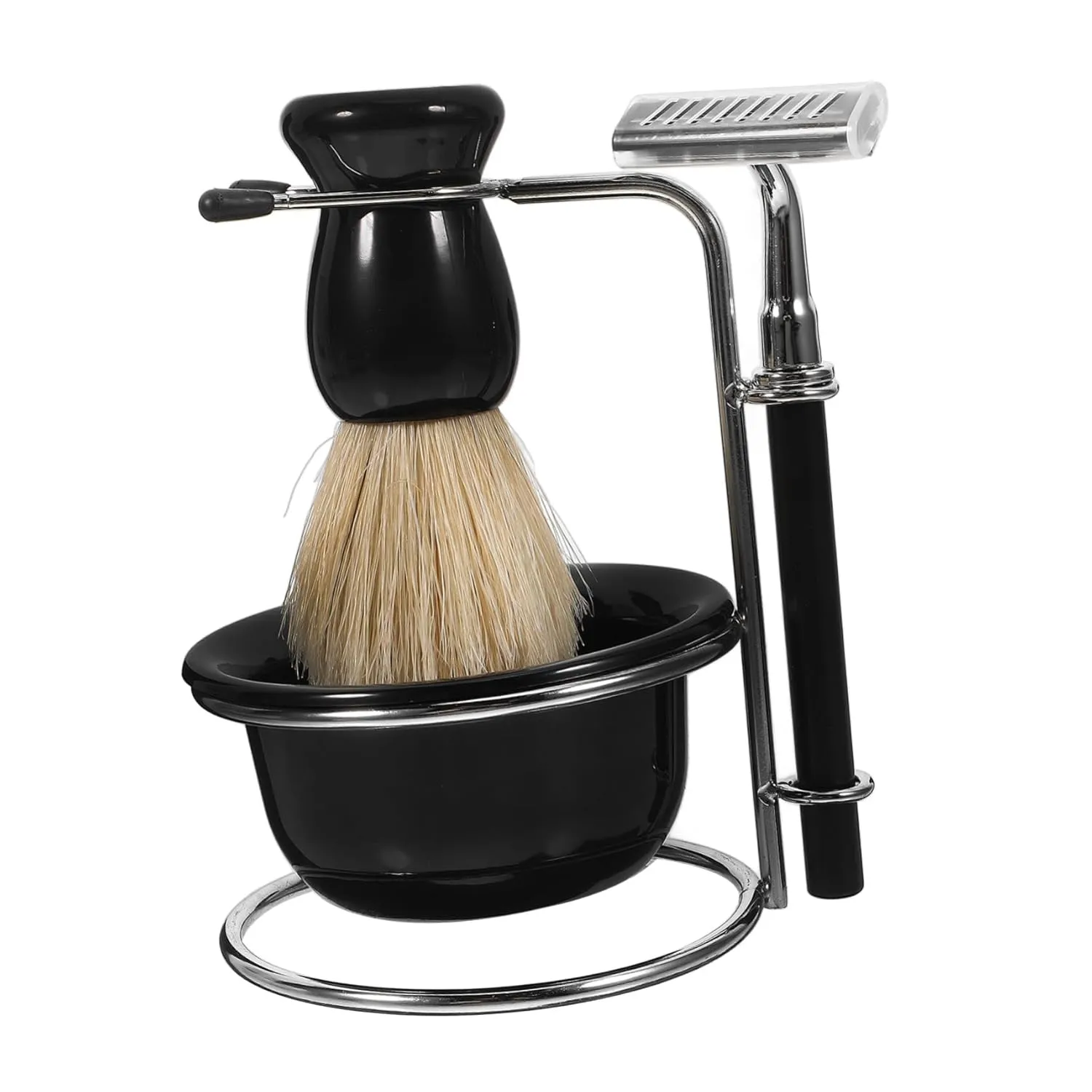 1set Men Manual Shaving Kit Set Includes Shaving Brush Bowl Stand and for Precision Grooming Ergonomic Design Easy to Use for