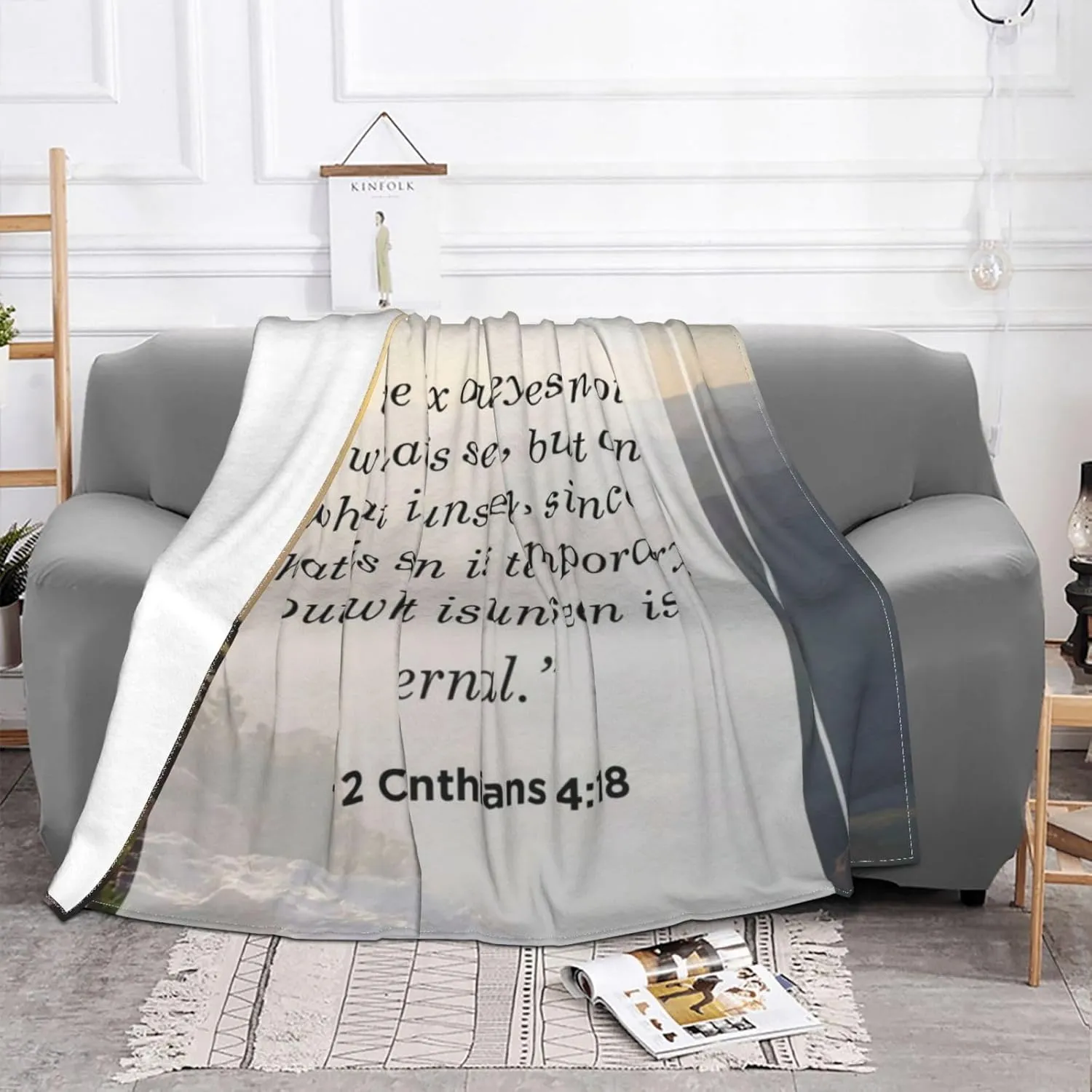 2 Corinthians 4 18 60"X50" Flannel Blanket - 100% Soft Polyester, Lightweight and Warm, Suitable for Families, Camping, Travel