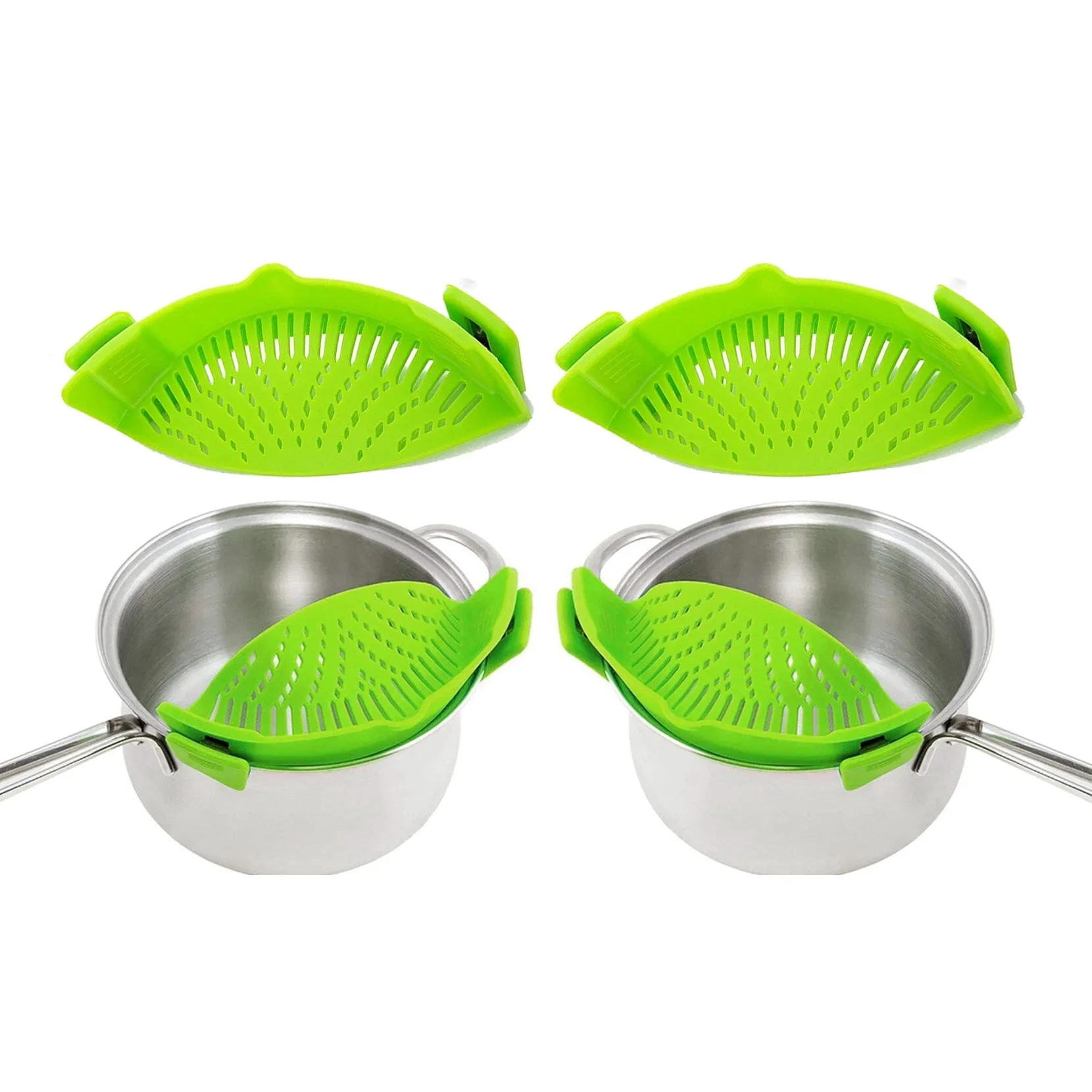 2-Pack: Easy Snap On Heat Resistance Silicone Kitchen Strainer