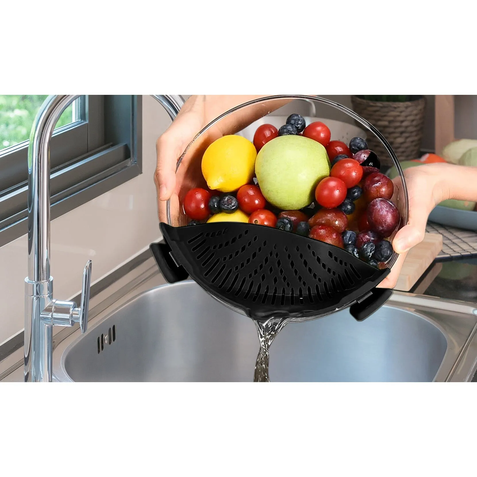 2-Pack: Easy Snap On Heat Resistance Silicone Kitchen Strainer