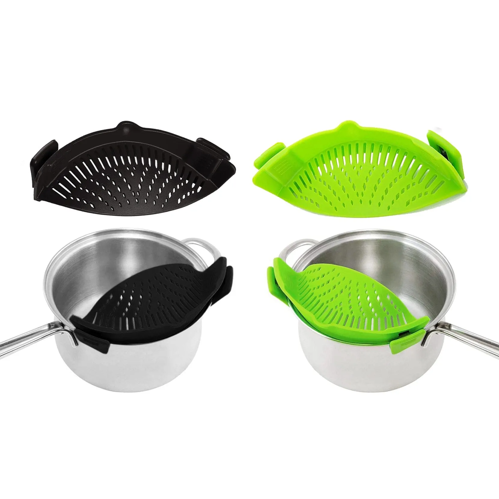 2-Pack: Easy Snap On Heat Resistance Silicone Kitchen Strainer