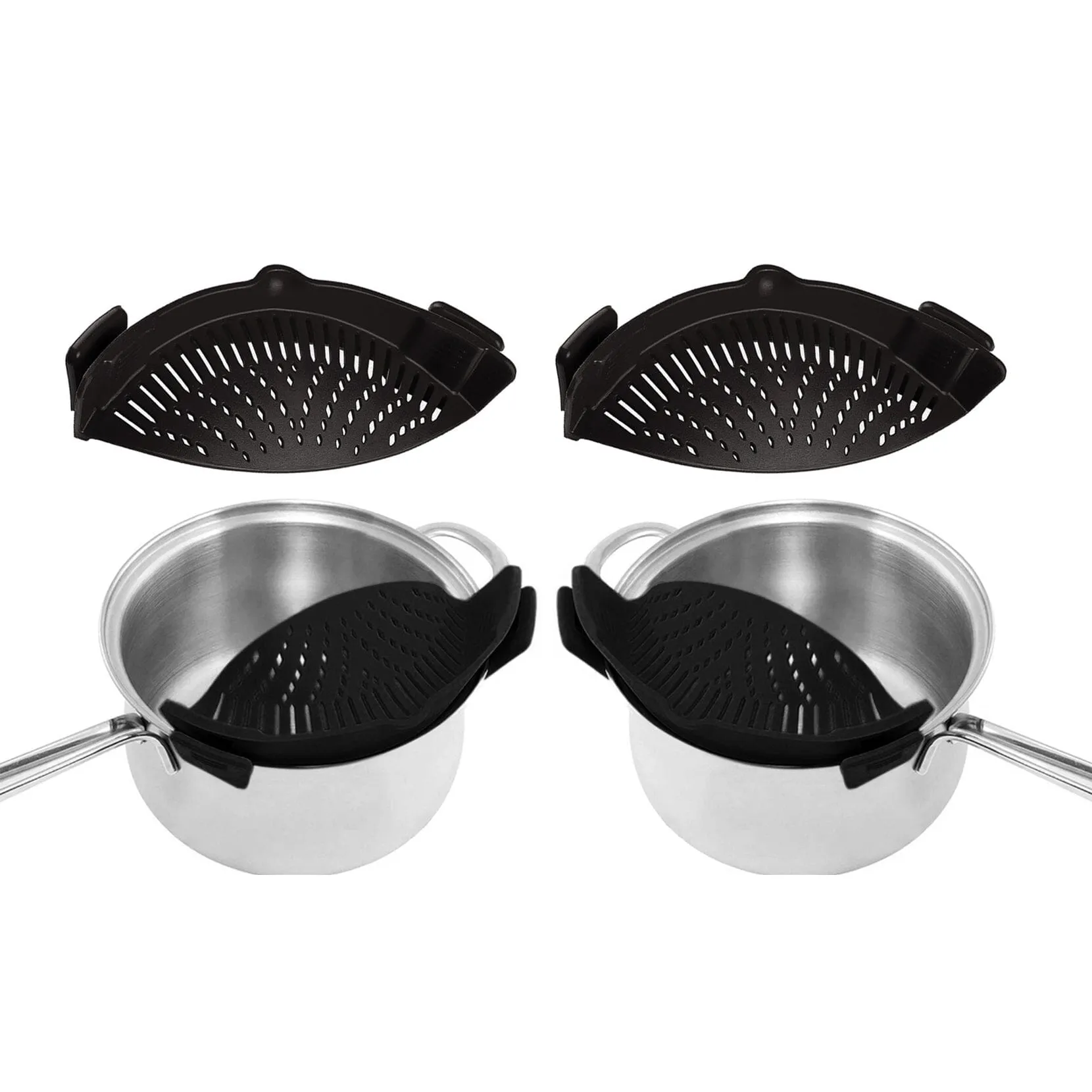 2-Pack: Easy Snap On Heat Resistance Silicone Kitchen Strainer
