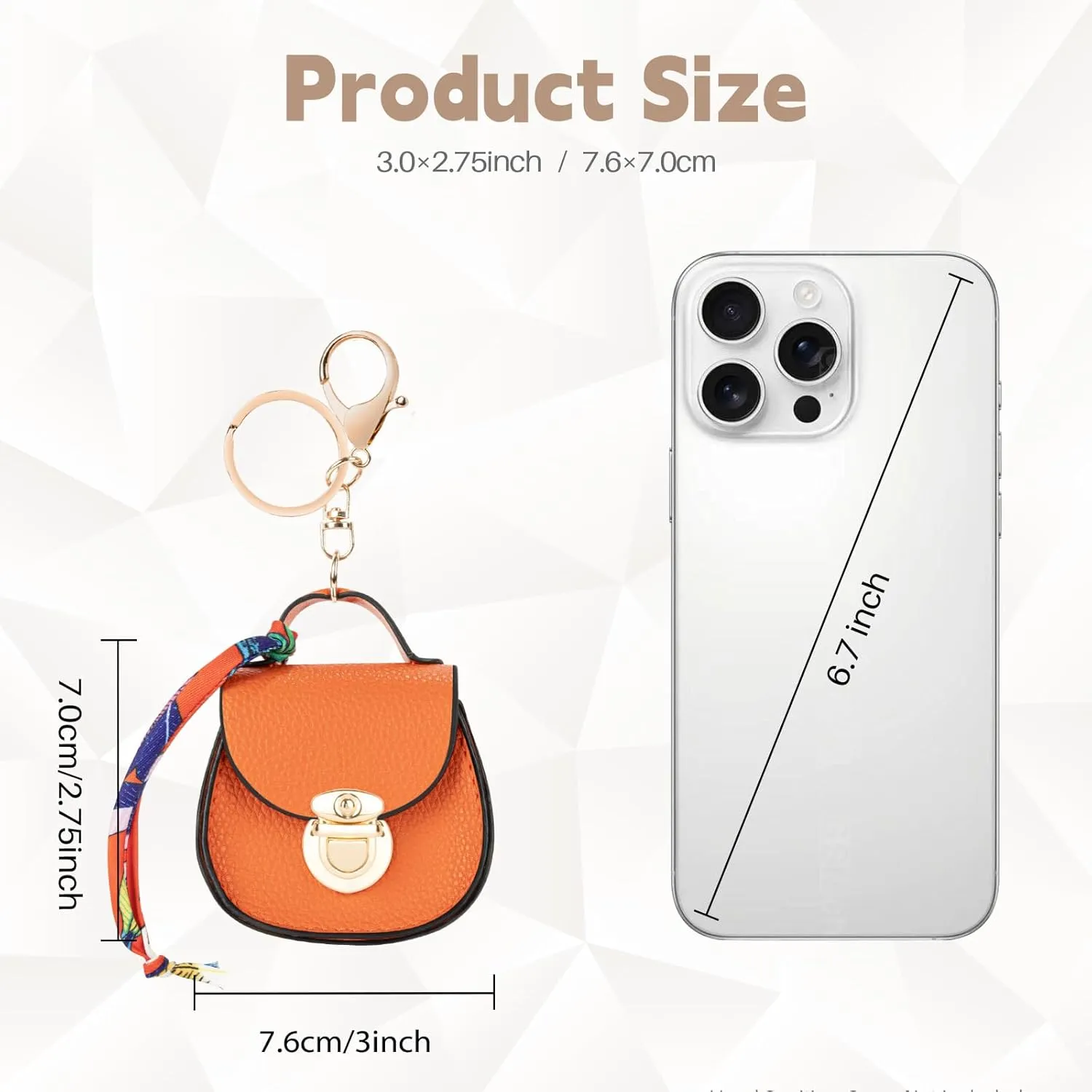 2 PACK Mini Backpack Keychain, Cute Cosmetic Bag for Purse with Wrist Strap, PU Leather Makeup Bag Headphone Pouch for Girls Women, Birthday/Party/Christmas Gifts (Round)