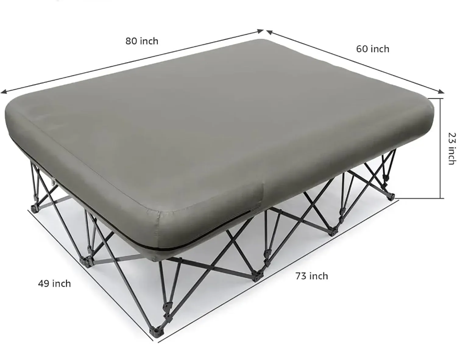 2 Person Camping Cot, Folding Camping Bed with Inflatable Air Mattress and Carry Bag (not Included The Airpump)(Dark Blue-Queen)