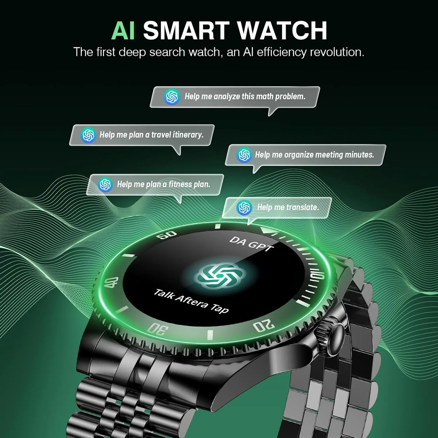 2025 DA GPT Smart Watch for Men with Bluetooth Call, Heart Rate, Blood Pressure, SpO2, Sleep Monitor, 107 Sports Modes, Waterproof Round Watch, 1.19-inch AMOLED Display, Compatible Android and iOS