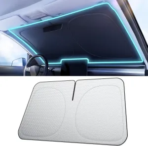 [2025 Upgraded] Nmoiss Car Windshield Sun Shade [Dot Matrix Reflective Coating] Extended Edge No Light Leakage Design Cooling Protect Car Interior from UV Damage Medium