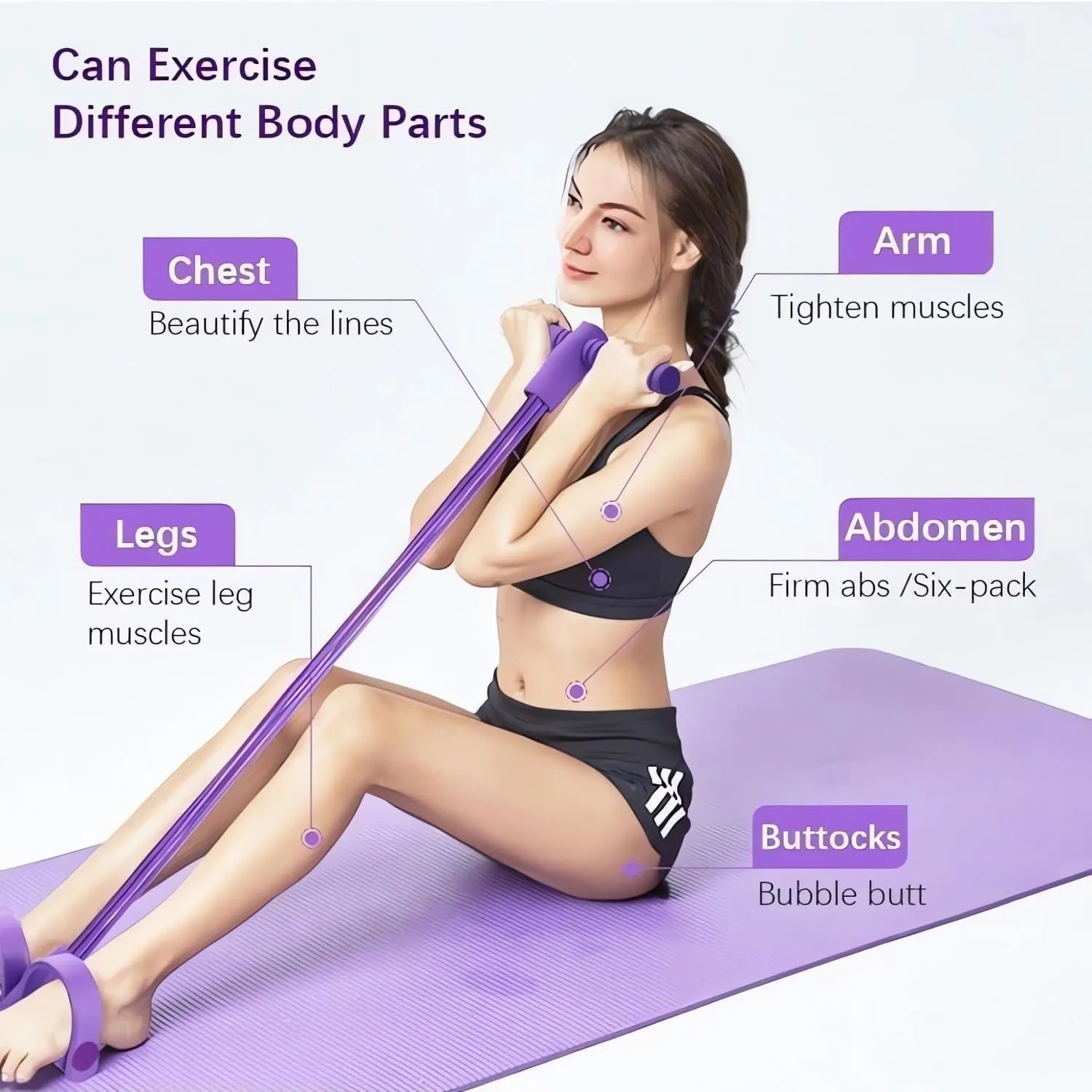 21 Fitness Resistance Bands-4 Tube Pedal Ankle Puller, 20 Lbs Stretch Bands for Exercise, Ab Training Auxiliary Device with Handles, Natural Latex Sit Up Exercise Equipment