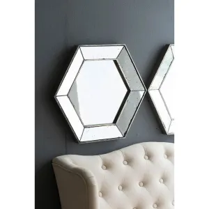 21" X 18" Hexagon Wall Mirror with Traditional Silver Finish