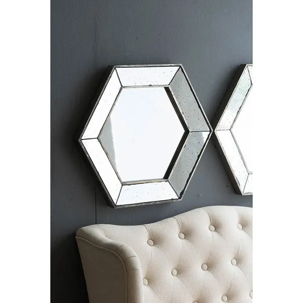 21" X 18" Hexagon Wall Mirror with Traditional Silver Finish