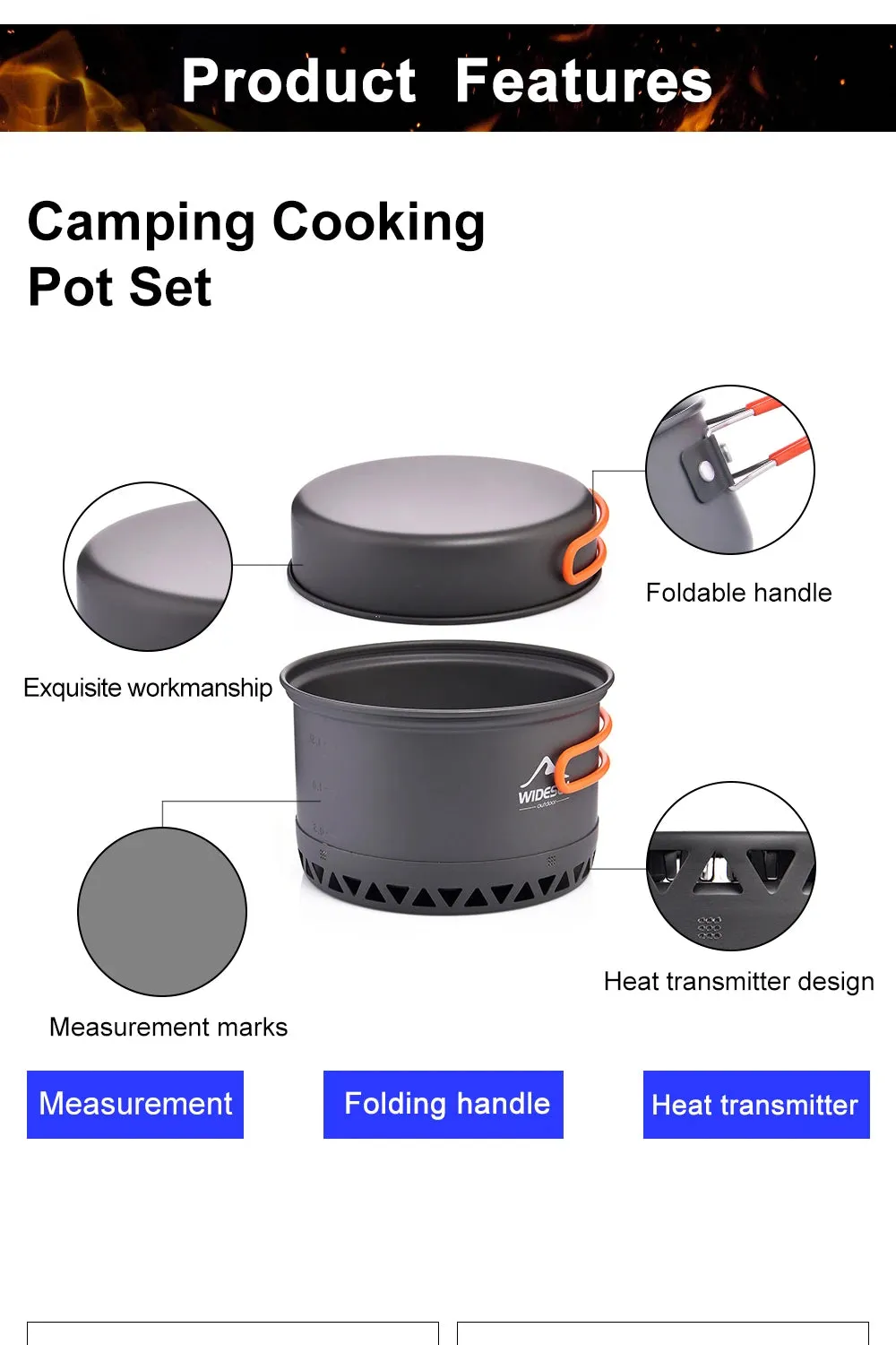 2.3L Camping Cookware Set – Outdoor Pot & Kettle for Travel, Hiking, and Cooking
