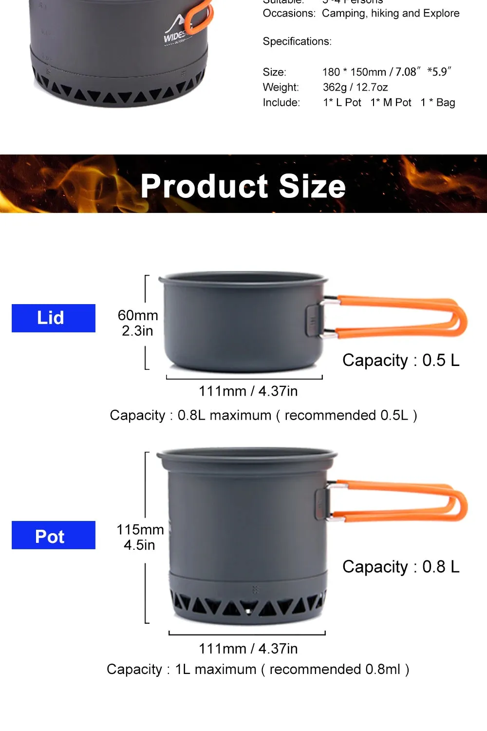 2.3L Camping Cookware Set – Outdoor Pot & Kettle for Travel, Hiking, and Cooking