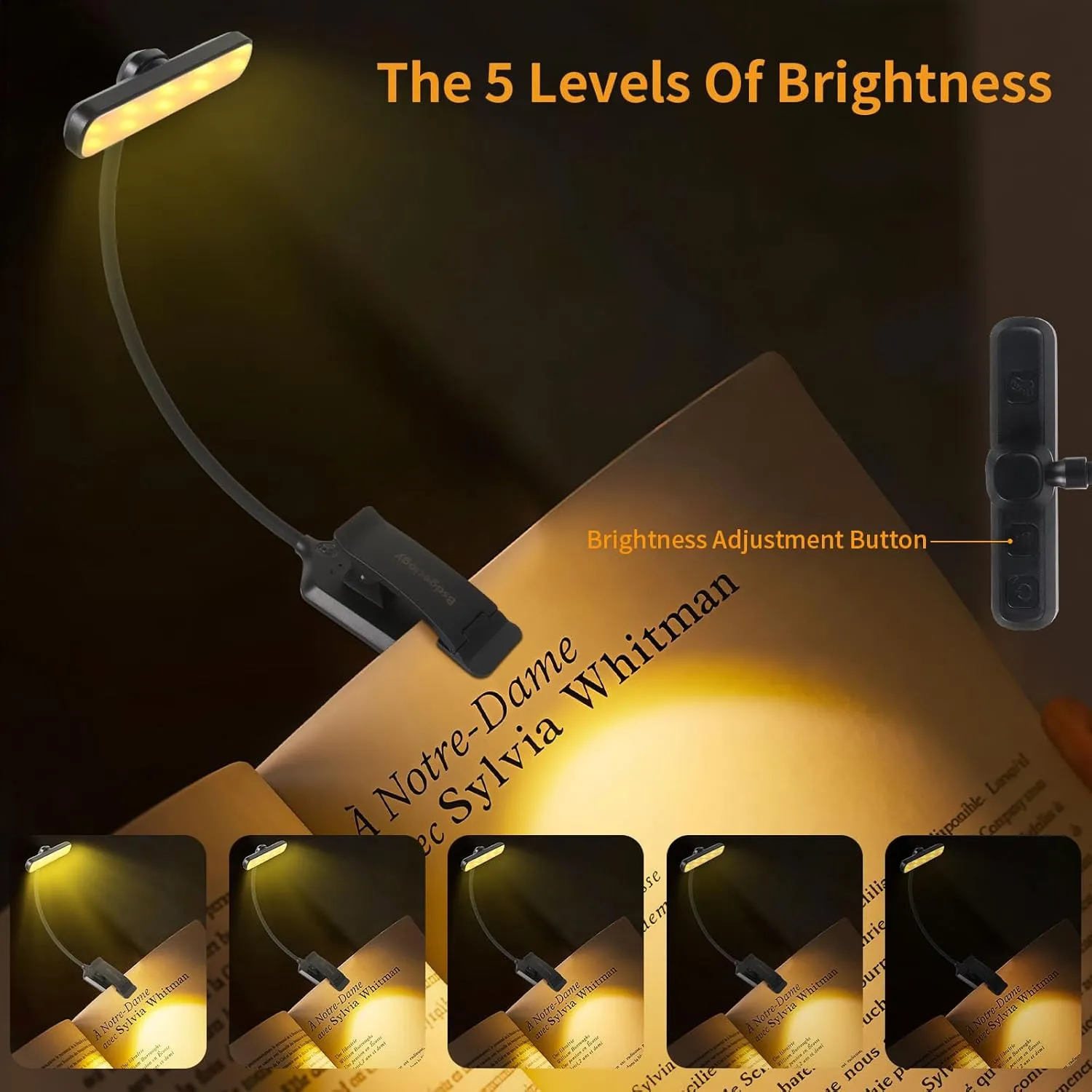 24 Led Rechargeable Book Light For Reading In Bed-Eye Caring 3 Color Temperatures,80 Hrs Runtime Lightweight Clip-On Lamp, Perfect For Kids, Book Lovers, And Student Gifts (Black, Rotating)