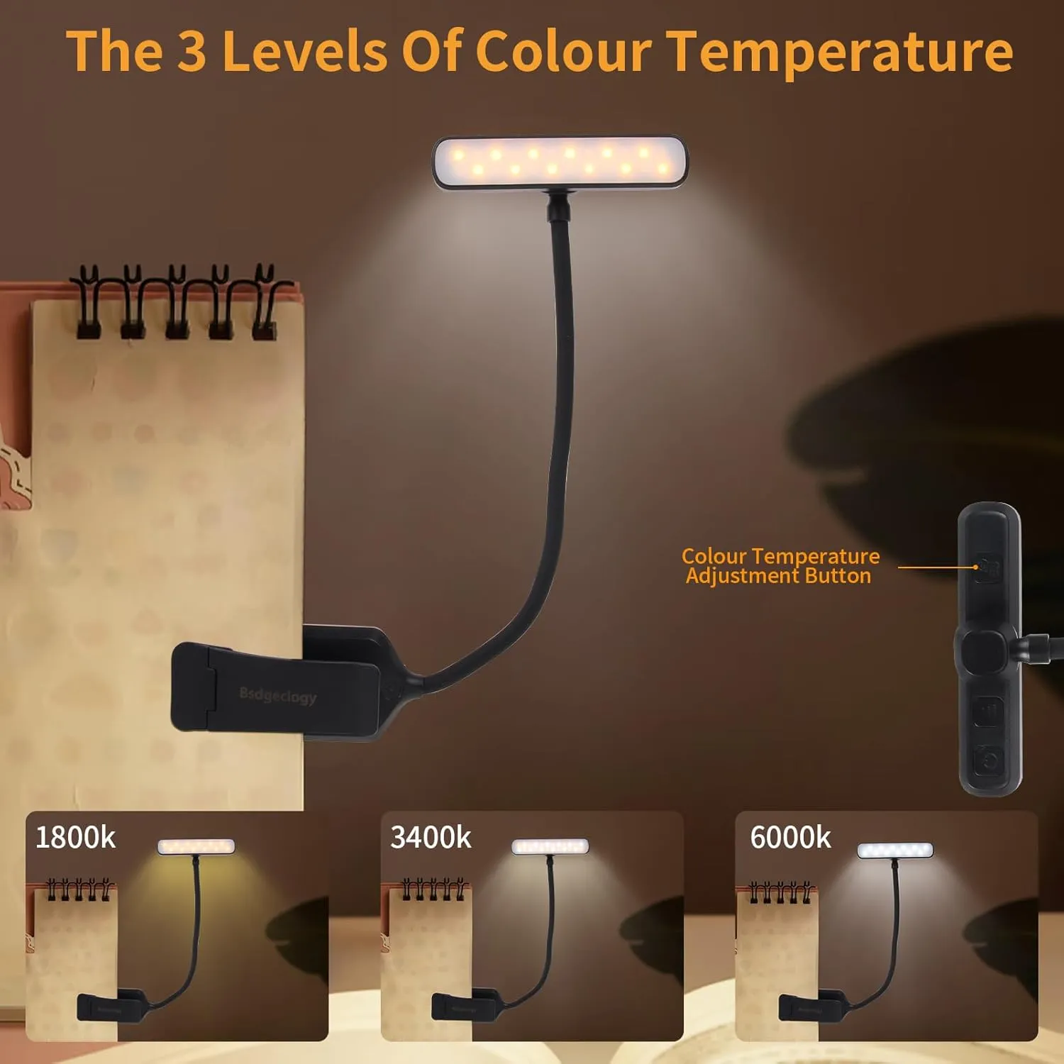 24 Led Rechargeable Book Light For Reading In Bed-Eye Caring 3 Color Temperatures,80 Hrs Runtime Lightweight Clip-On Lamp, Perfect For Kids, Book Lovers, And Student Gifts (Black, Rotating)