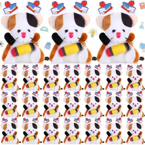 24 Pcs Welcome Back to School Mini Animal Plush Toy Gifts for Students First Day of School Classroom Small Stuffed Animal Bulk for Classroom Prizes Gifts (Cat)