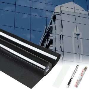 36 Inch X 26 ft One Way Window Film Privacy Daytime Reflective Mirror Window Tint Sun Blocking Thermal Insulated Film Heat Control Static Cling Tint Anti UV (Matte Black)