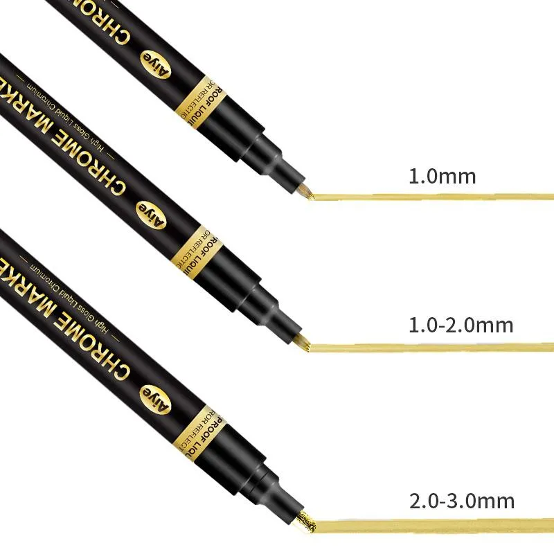3color Mirror Marker Diy Reflective Paint Pen Gold Silver Copper
