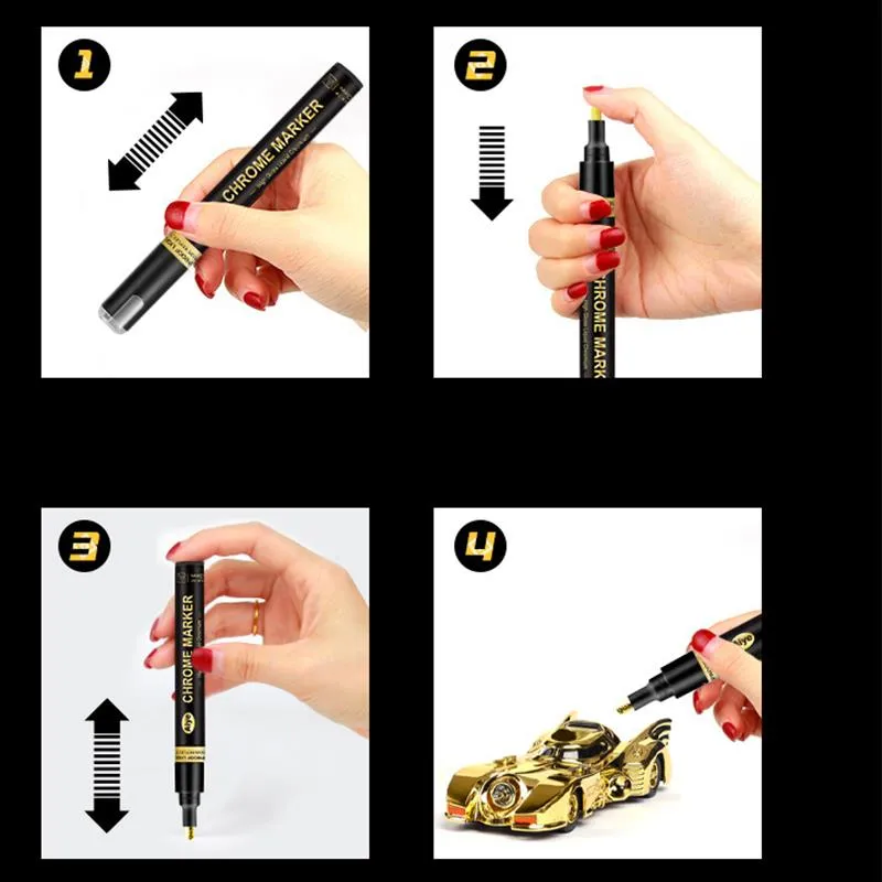 3color Mirror Marker Diy Reflective Paint Pen Gold Silver Copper
