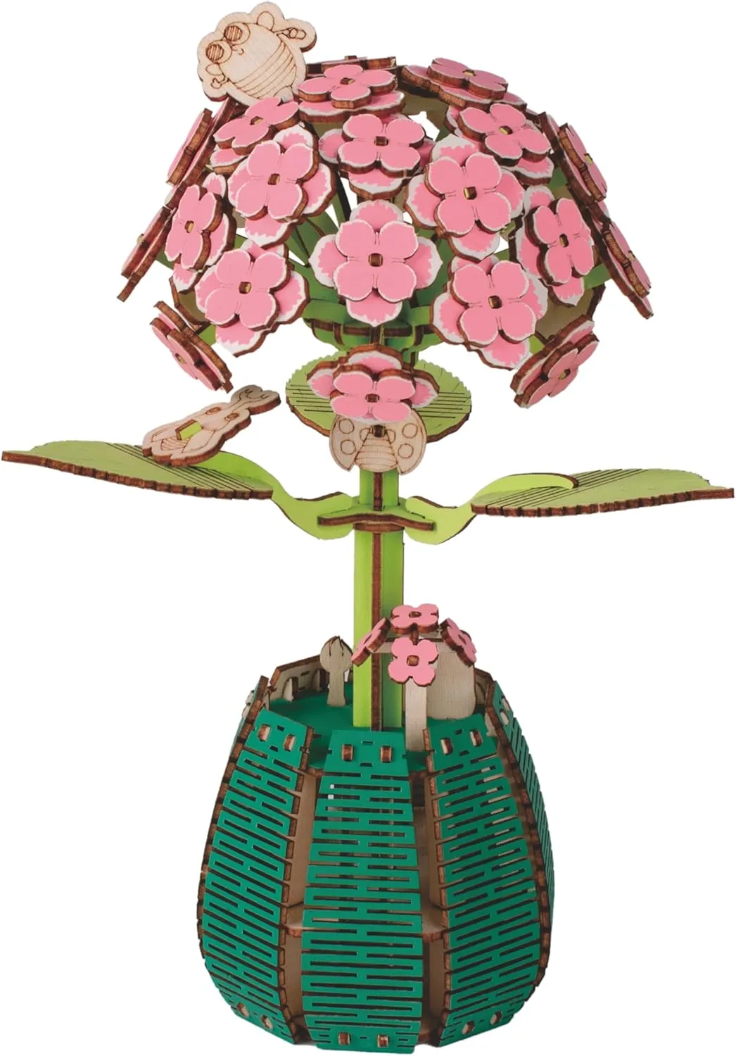 3D Wooden Puzzle Flower for Adults, 129Pcs DIY Hydrangea Tree Plants for Home Table Decor, Creative Hydrangea Blossom Crafts Birthday Model Building Kits Toys