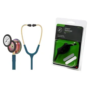 3M 5870 Littmann Classic III Rainbow-Finish Monitoring Stethoscope with Black Identification Tag, 27" Caribbean Blue Tube