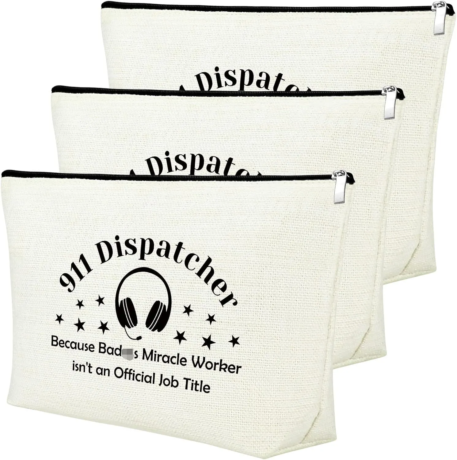 3Pcs 911 Dispatcher Appreciation Gift Makeup Bag Dispatcher Gifts for Women 911 Emergency Dispatcher Gifts Cosmetic Bag 911 Operator Thank You Gift Retirement Thanksgiving Birthday Gift for Dispatcher