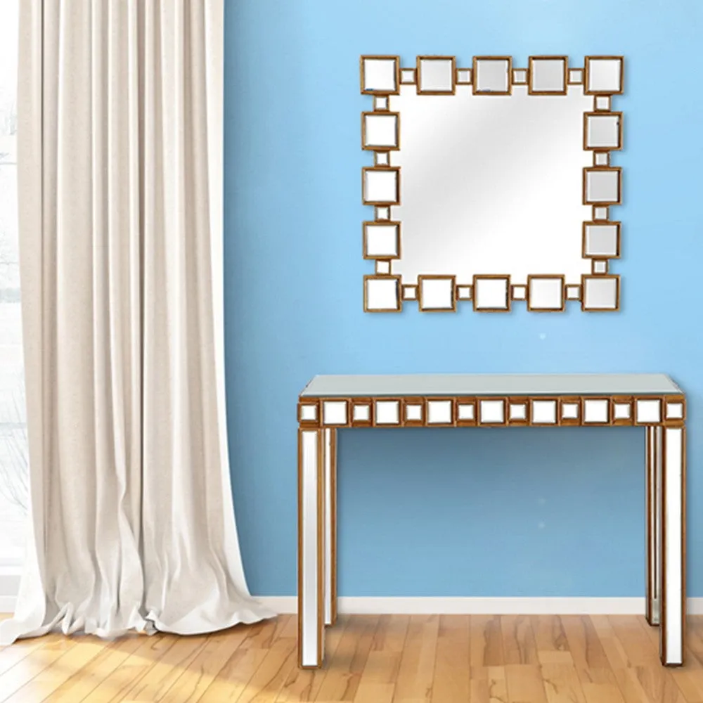 43" Gold And Silver Mirrored Glass Console Table