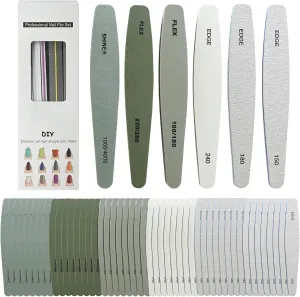 48 Pcs Nail Files in Bulk Buffer Emery Boards for Nails Professional Kit in 8 Sets for Acrylic Natural Nail 100/150/180/220/240/280/1000/4000 Grit Soft Filer Gel Files Home Salon