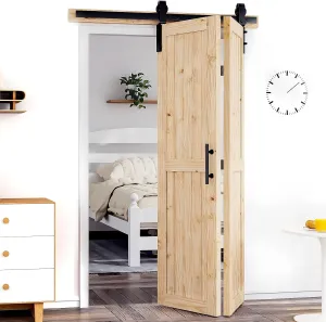48" x 84" Bifold Barn Door,52" Bifold Barn Door Hardware Kit Included,Space-Saving Folding Design,Premium Bifold Door Enhancing Home Aesthetics(48 * 84-52)
