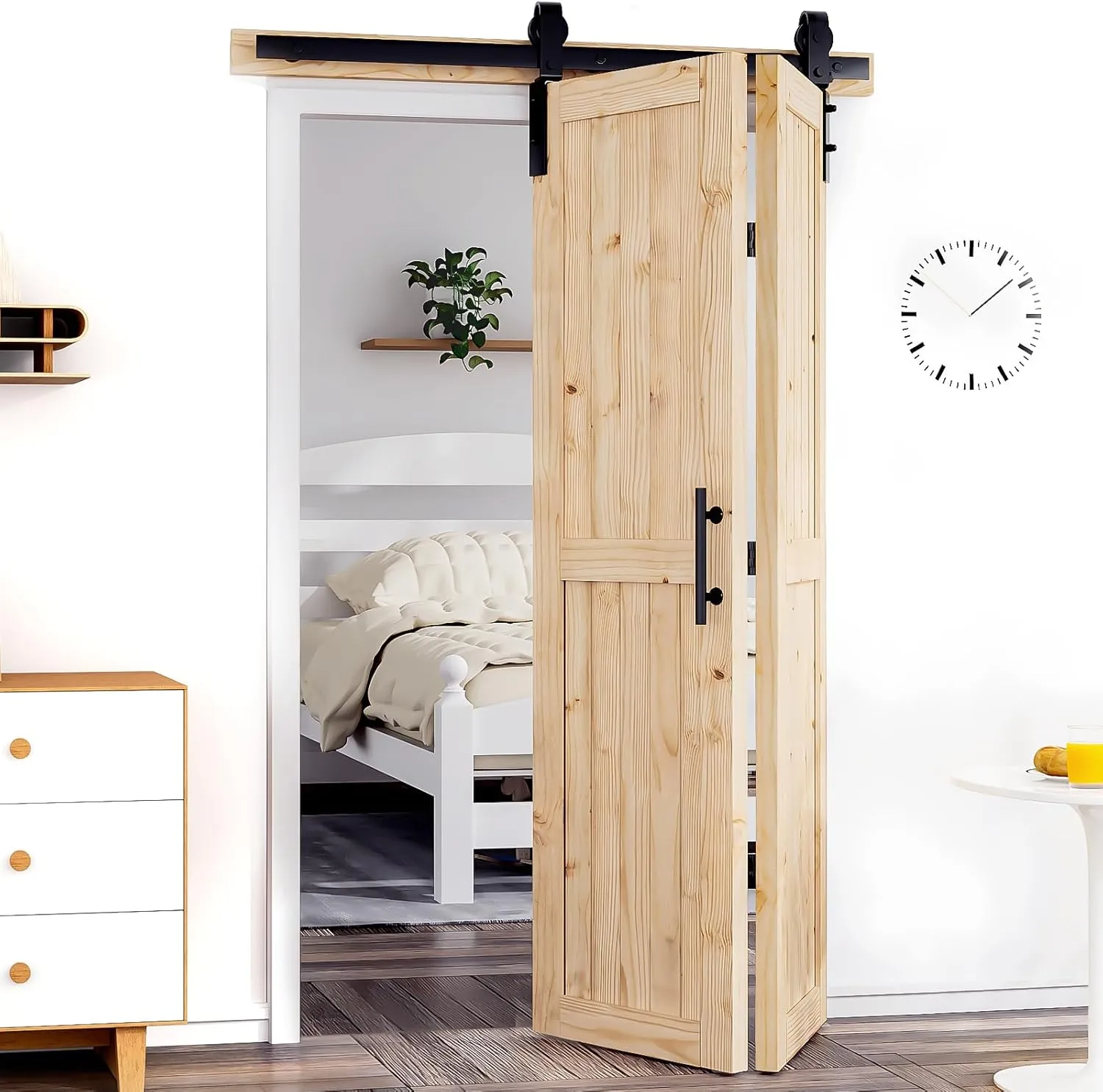 48" x 84" Bifold Barn Door,52" Bifold Barn Door Hardware Kit Included,Space-Saving Folding Design,Premium Bifold Door Enhancing Home Aesthetics(48 * 84-52)