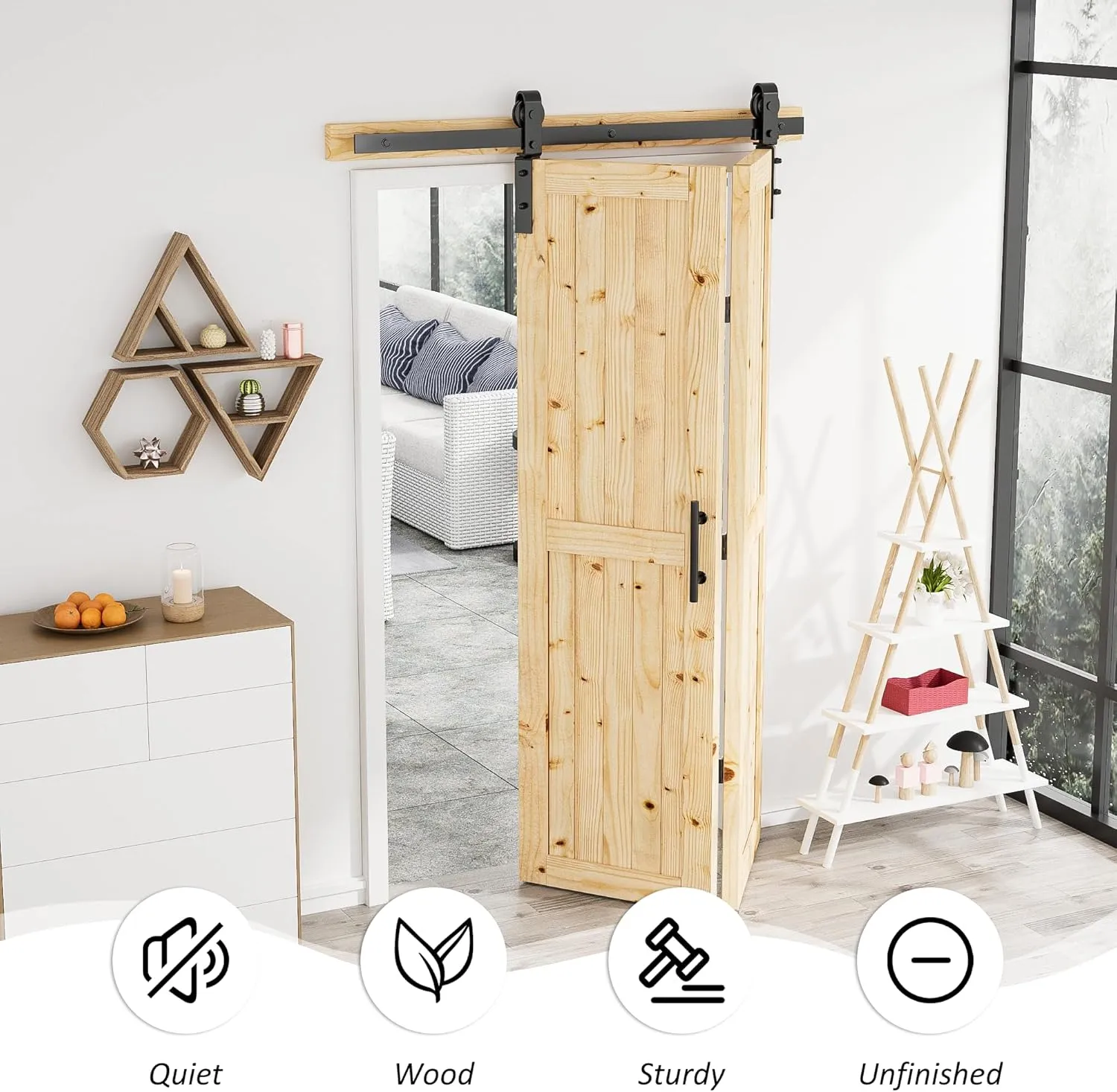 48" x 84" Bifold Barn Door,52" Bifold Barn Door Hardware Kit Included,Space-Saving Folding Design,Premium Bifold Door Enhancing Home Aesthetics(48 * 84-52)