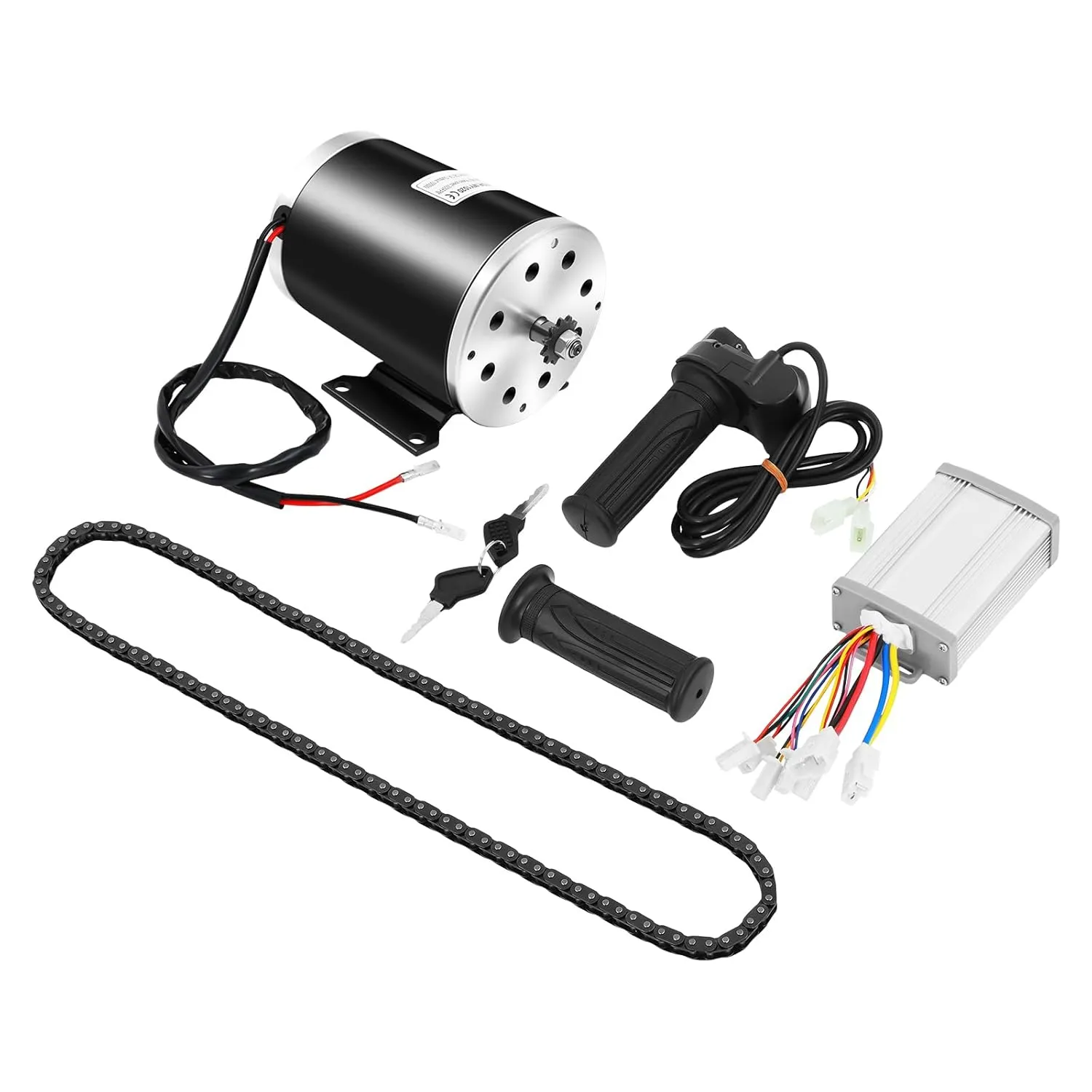 48V 1000W Brush Motor Kit for E-Bike & Scooter, 3000RPM Brushed DC Electric Motor with Controller, LCD Throttle, T8F Chain & Lockable