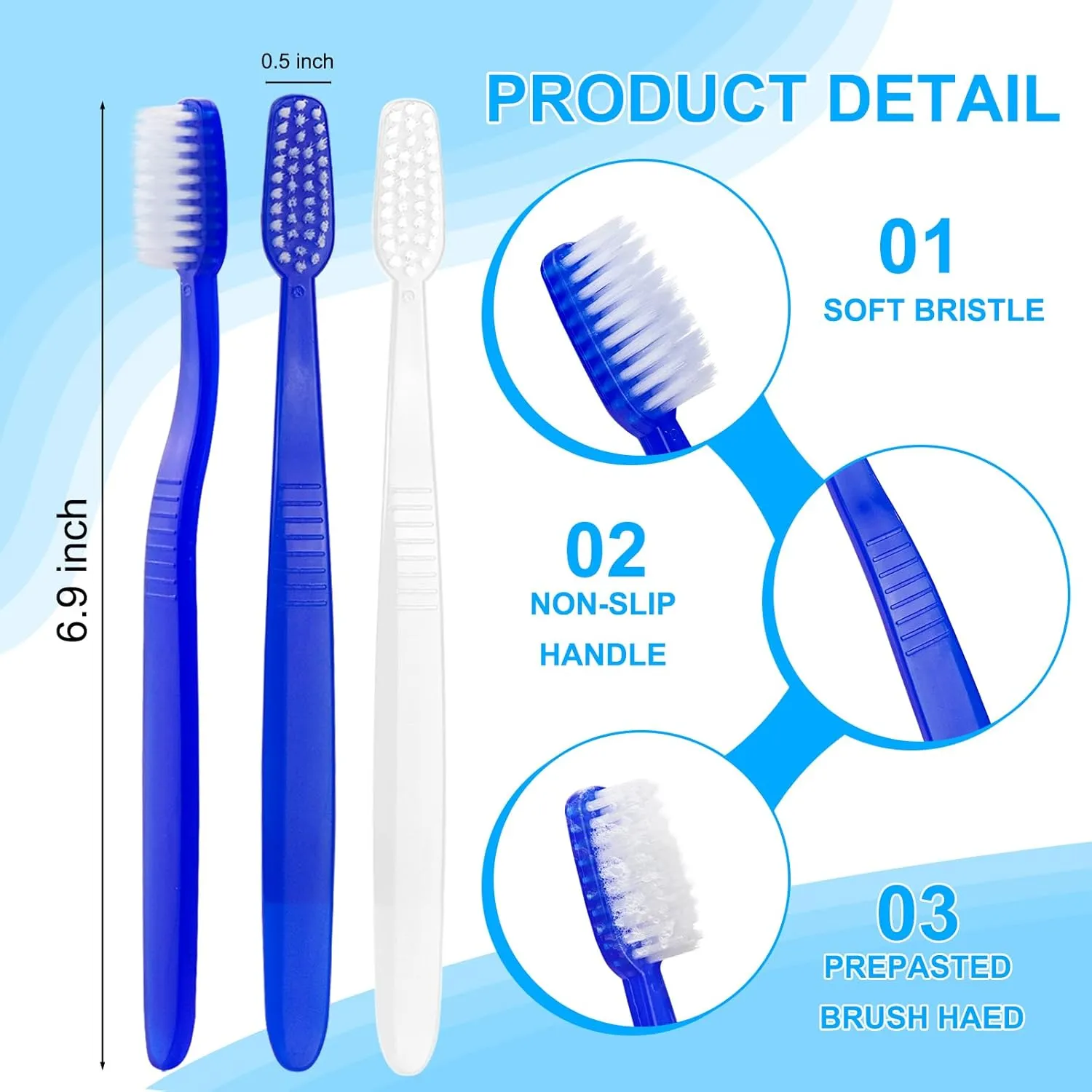 50 pcs Prepasted Disposable Toothbrushes Bulk Individually Wrapped Pre Pasted Soft Toothbrush, Single Use Travel Toothbrushes for Homeless Camping Travel