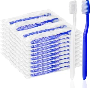 50 pcs Prepasted Disposable Toothbrushes Bulk Individually Wrapped Pre Pasted Soft Toothbrush, Single Use Travel Toothbrushes for Homeless Camping Travel