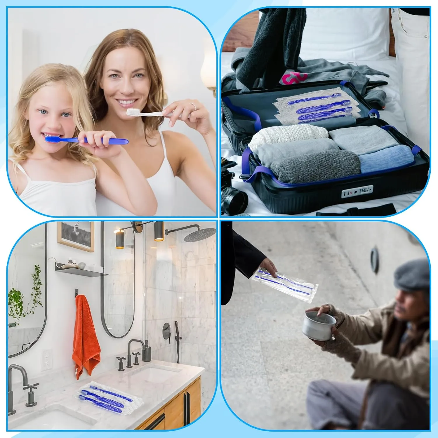 50 pcs Prepasted Disposable Toothbrushes Bulk Individually Wrapped Pre Pasted Soft Toothbrush, Single Use Travel Toothbrushes for Homeless Camping Travel