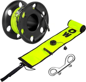5FT/6FT Diving Surface Marker Buoy (SMB), Signal Tube Safety Sausage with 100FT Aluminum Big Finger Spool Reel and Double Ended Hook Clip for Underwater Scuba Diving Snorkeling